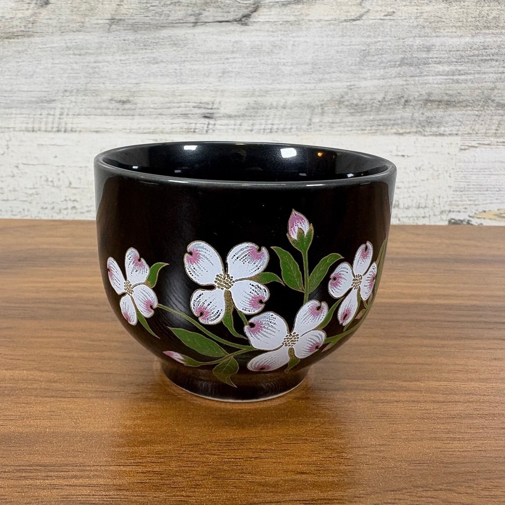 Vintage Japanese Porcelain Hand Painted Floral Tea Cup 3" Diameter 2.5" Tall